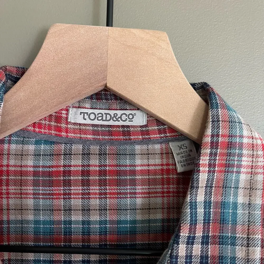 Toad & Co Mixo Plaid Tunic in Hydro Sz XS Organic Cotton Comfortable Casual Cozy